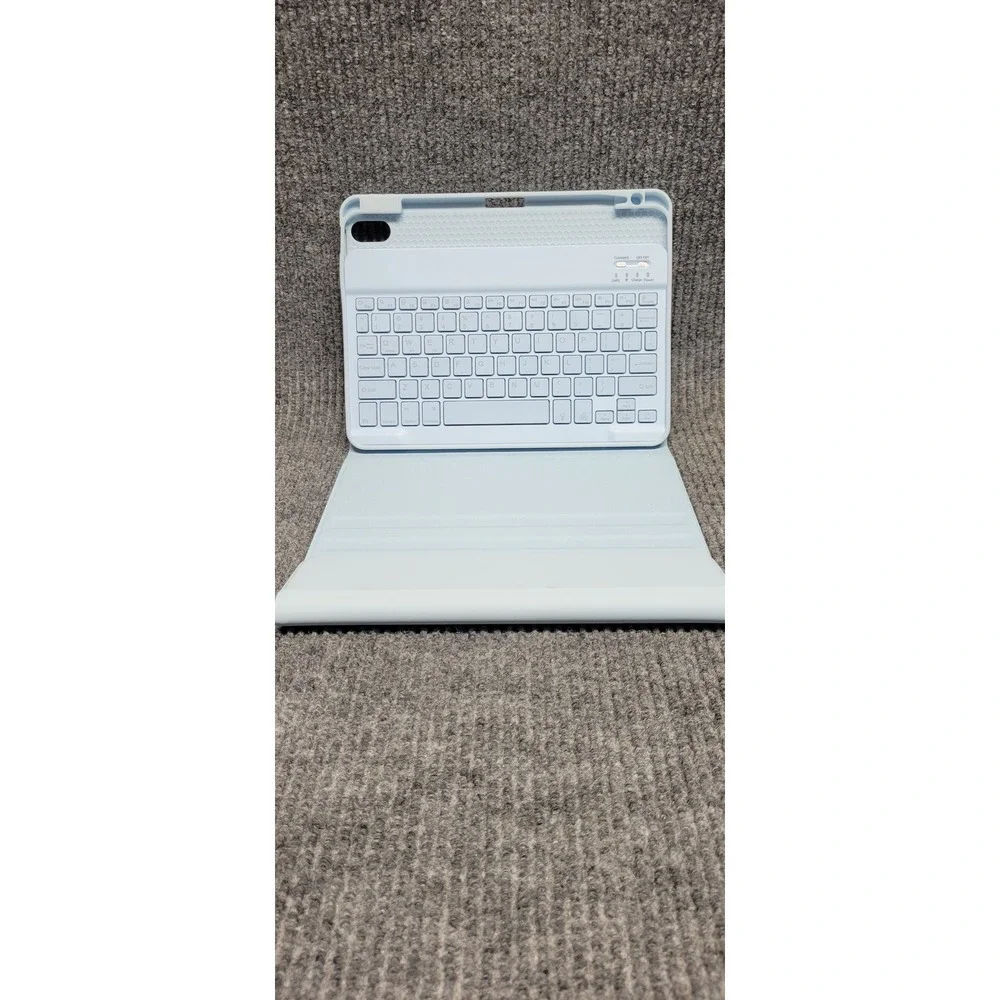 Light Blue Bluetooth Keyboard Tablet Case Folio Cover USB-C‎ Rechargeable